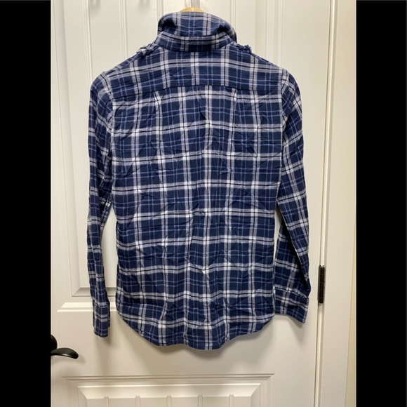 Plaid Flannel Shirt with Ruffle Neckline - Picture 4 of 4